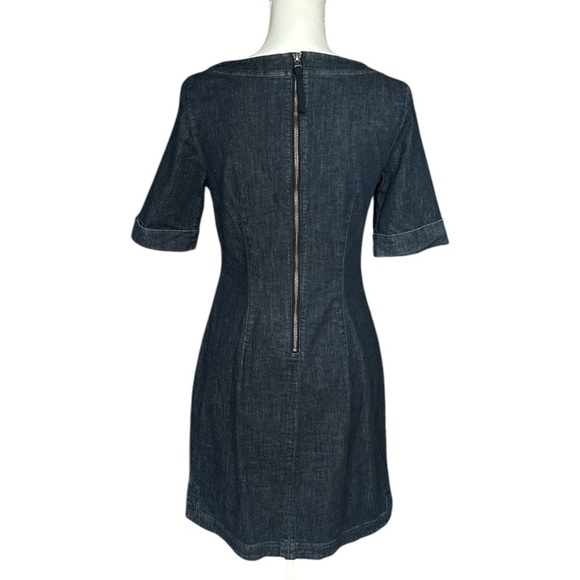 BODEN Freya Blue Denim Sheath Dress Stretch Short Sleeve Knee Length sz 6 - Picture 3 of 12